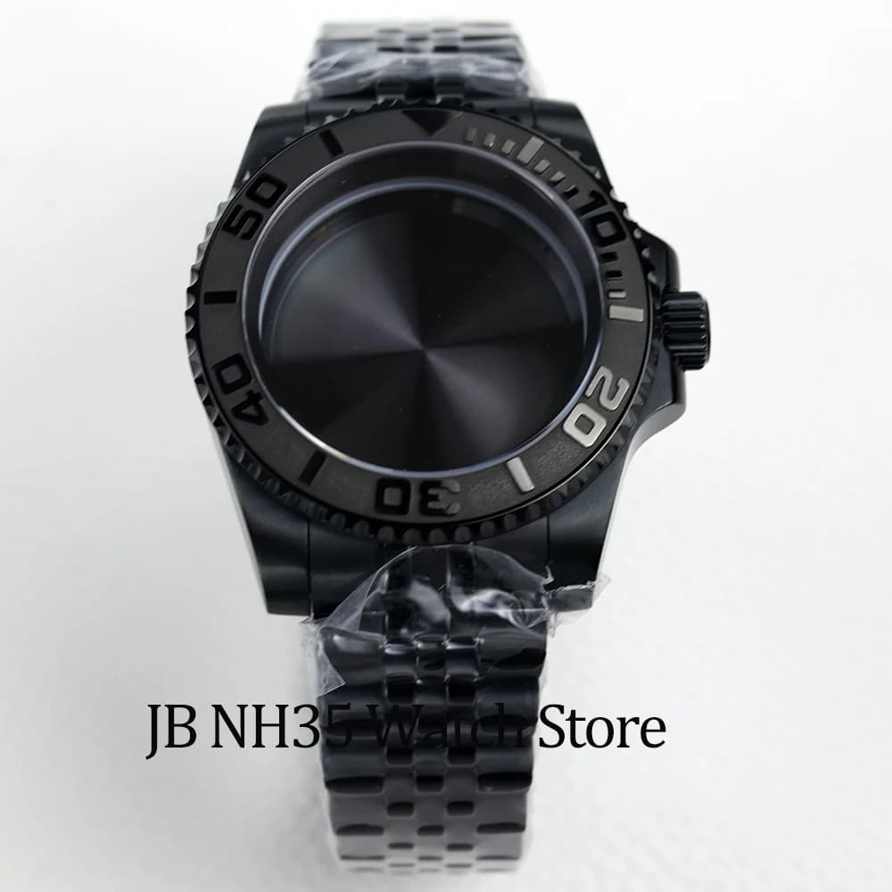 40mm NH35 Black Waterproof watch case sapphire glass fit Nh35 Nh36 Movement 28.5mm Dial YACHT-MASTER case jubilee/oyster strap