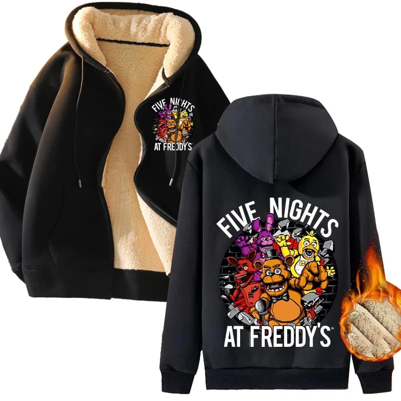 Felpa con cappuccio Five Nights At Freddys Y2K da uomo con zip sportiva casual manica lunga Harajuku abbigliamento gioco giacca calda ispessita streetwear