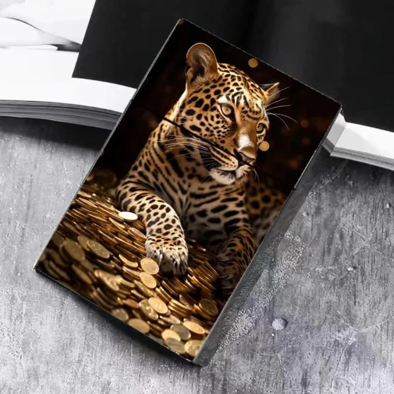 Portasigarette Automatico per 20 Sigarette, Apertura a Pressione, Portacarte Sottile, Scatola per Fumatori con Motivo Leopardo e Lupo, Regalo