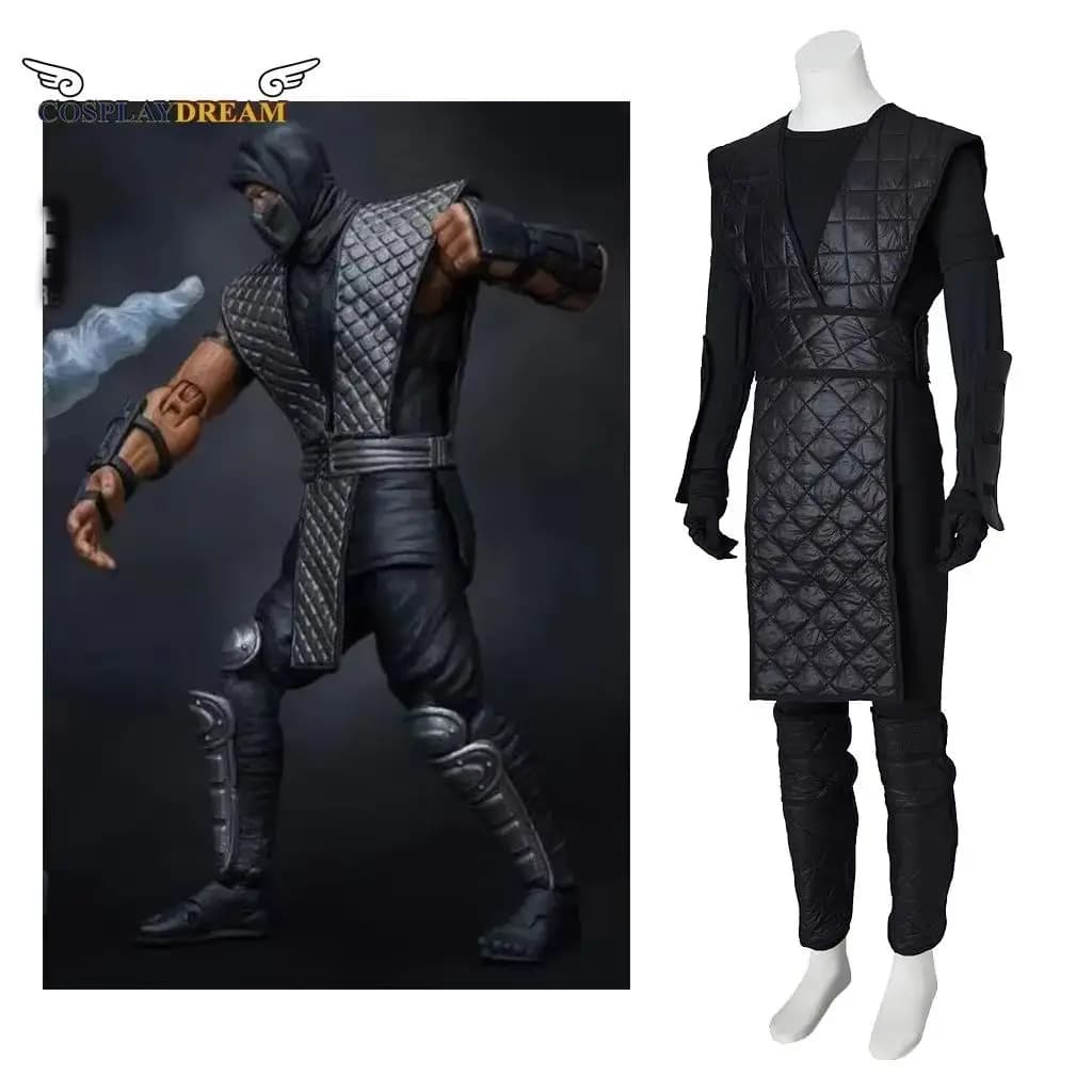 Mortal Kombat Noob Saibot Costume Cosplay Shotokan Ninja Black Warrior Uniform Set Noob Saibot Costume with face mask