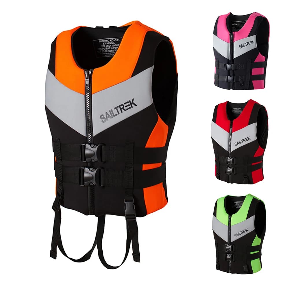 Sport acquatici Pesca Gilet da sci nautico Kayak Canottaggio Nuoto Gilet di sicurezza alla deriva Giubbotto di salvataggio per adulti Giubbotto di salvataggio di sicurezza in neoprene