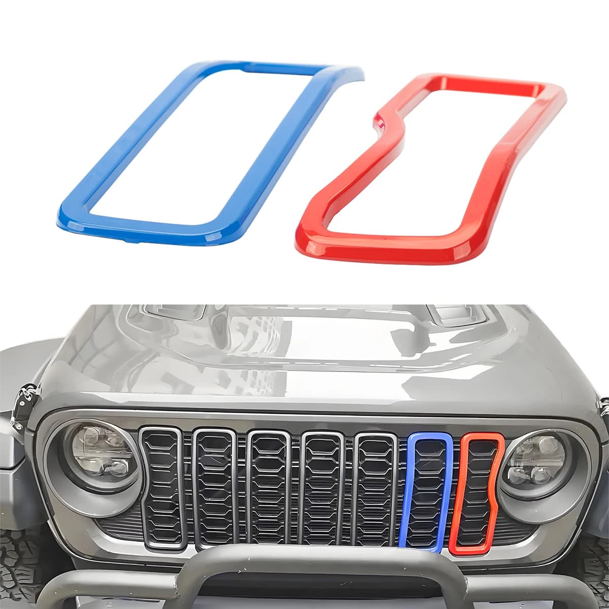 2PCS Car Front Grille Ring Decoration Cover Bumper Mesh Grille for Jeep Wrangler JL 2024 2025 2026 Grills Exterior Accessories