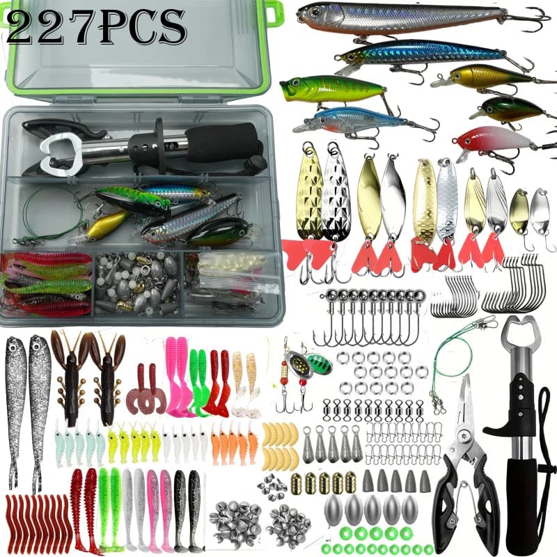 83/106/133/227/409pcs Fishing bait kit for trout/pike/bass Fishing set multi-lights Layer equipment Pro Gear Tackle Box