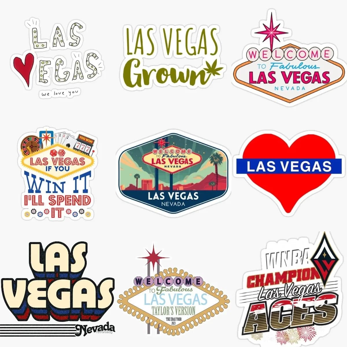 Adesivo creativo per accessori in materiali PVC di Las Vegas per decorare la parete della stanza, auto, moto, casco da corsa, paraurti, finestra