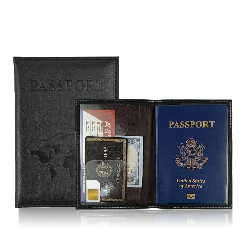 Porta Passaporto in Pelle PU, Custodia per Carte, Accessori da Viaggio Internazionali per Donne/Uomini