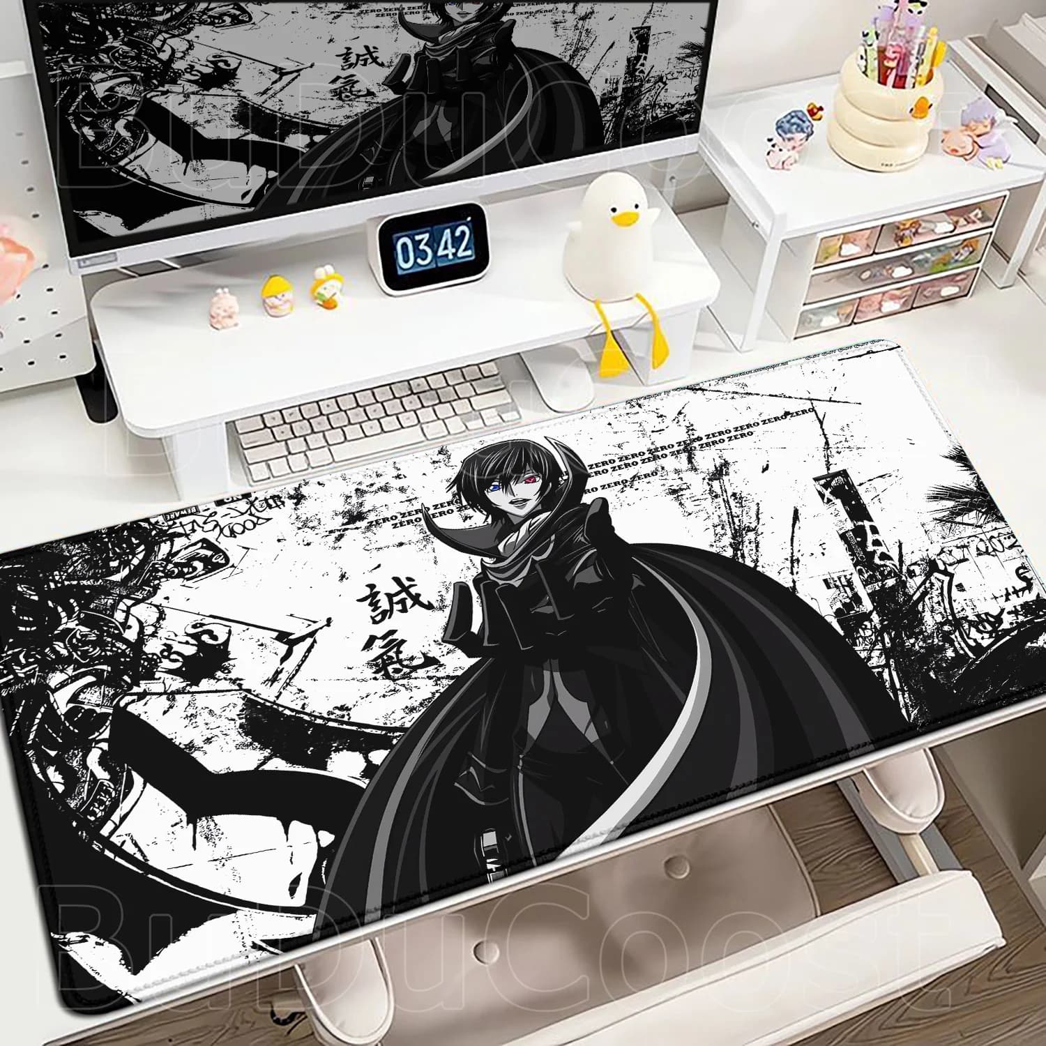 Tappetino per mouse HD Lelouch Anime Code Geass, tappetino grande da scrivania, tappetino per tastiera PC da gaming, tappeto per computer da ufficio