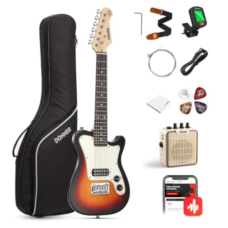 Kit Chitarra Elettrica per Principianti 30 Pollici Stile TL Mini Chitarra Elettrica con Amplificatore Borsa 600D Accordatore Plettri Cavo Tracolla e Strumenti Extra