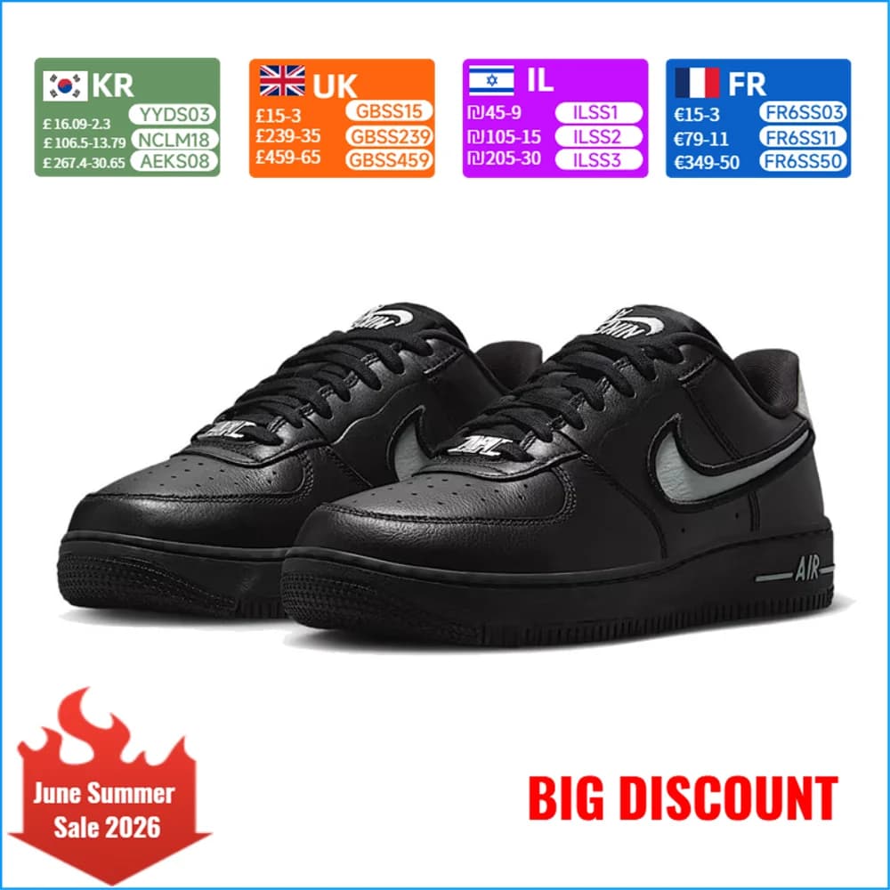 Nike Air Force 1 Sneakers basse da donna in pelle gommata, comode, eleganti, versatili, nere FJ7409-002