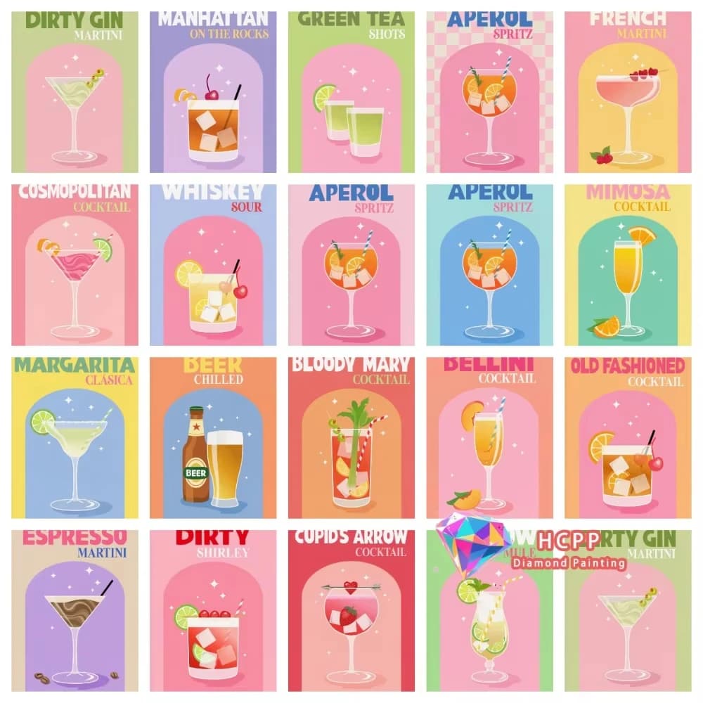 Kit per Dipingere con Diamanti 'Frecce di Cupido' e 'Manhattan Bloody Mary', Diamanti Quadrati e Rotondi, Mosaico 5D Fai-da-Te, Regalo Artistico Fatto a Mano, Decorazione per la Casa