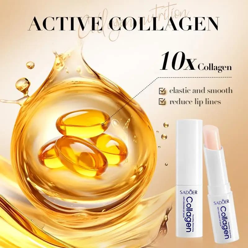 SADOER Balsamo Labbra al Collagene Idratante 2.7g Nutriente Anti-Screpolature Idratazione a Lunga Durata per la Cura delle Labbra