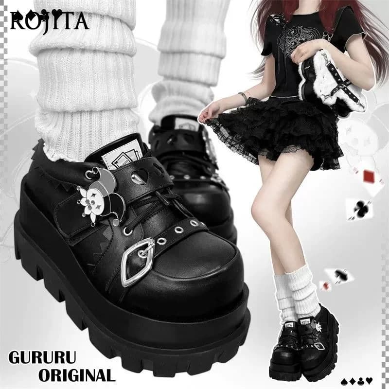 2025 New Original Y2k Subculture Clown Theme Spice Girl Platform Shoes Belt Decoration Cross Strap Roman Style Casual Shoes