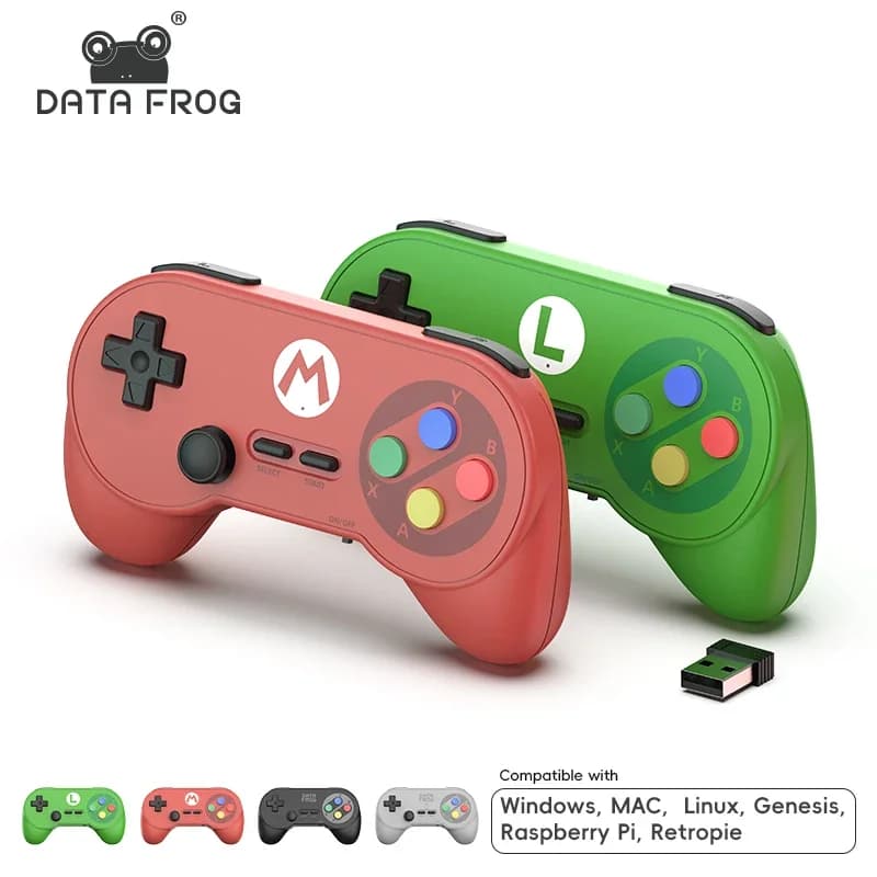 Data Frog PC07 Retro Wireless Gamepad, Plug & Play Controller with Dual USB Receiver for PC, Android, Emulator and Arcade Games