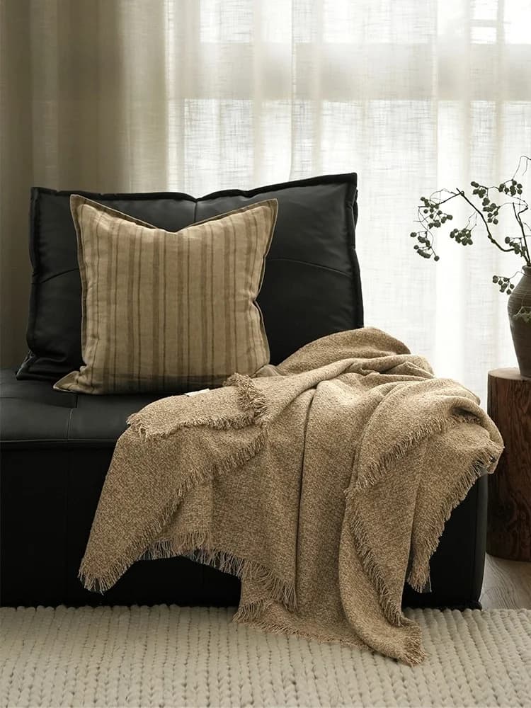 Covered Bato Home Wabi-Sabi Sle for Sofa, Living Room, Bedroom, Bedcover, for Holiday Homes and Rooms Model, Universal for All Seasons