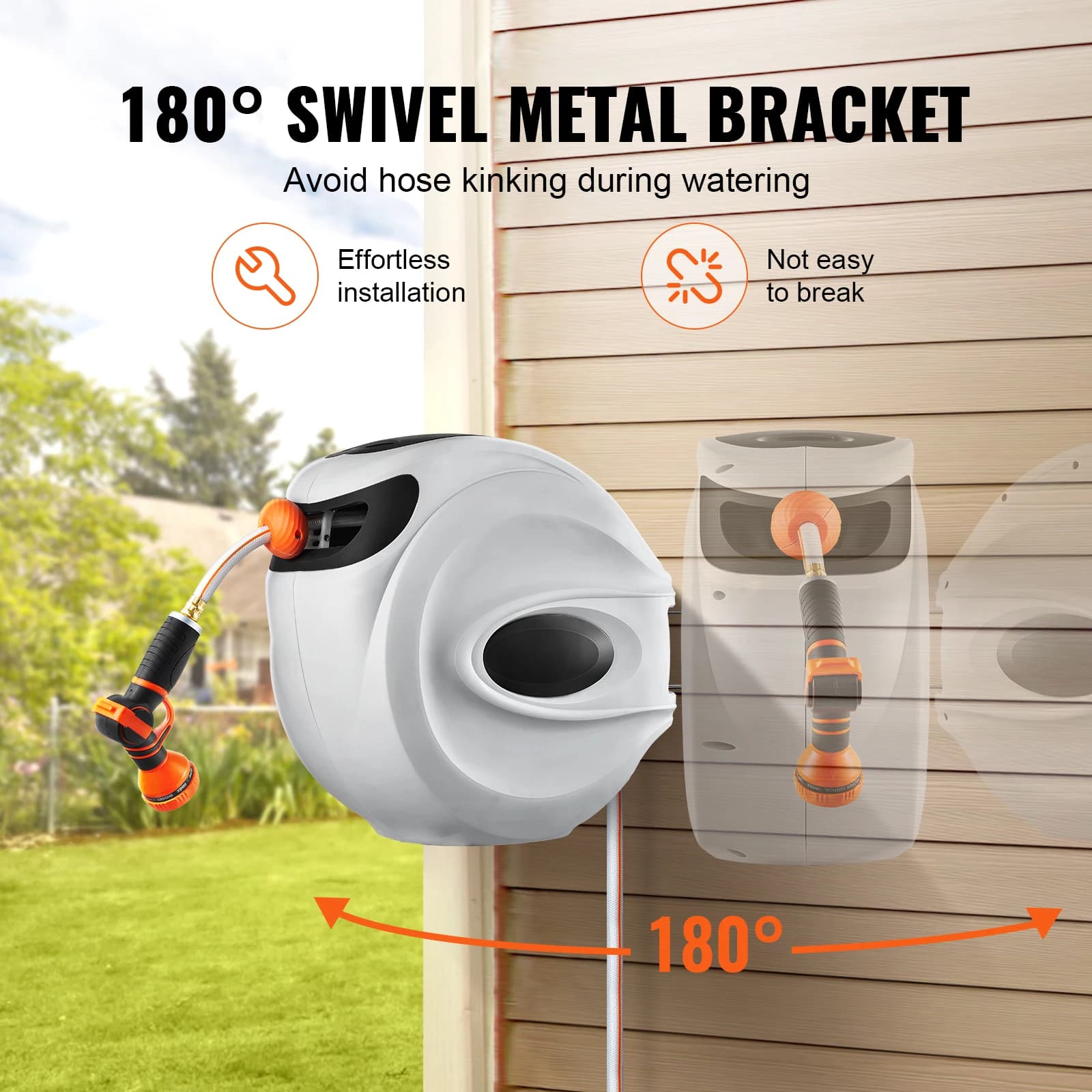 Wrap Retractable Wall Retractable, Garden Wrap with 9-jet Ugello, Automatic Rewinding, Security Lock