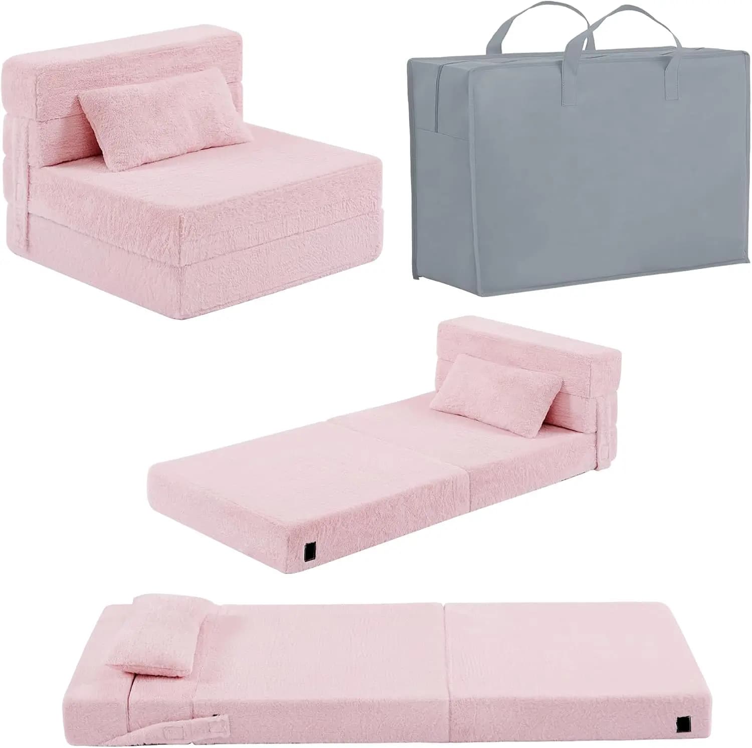 Folding sofa bed for children with pillow, washable mat for sleeping in kindergarten, portable bag