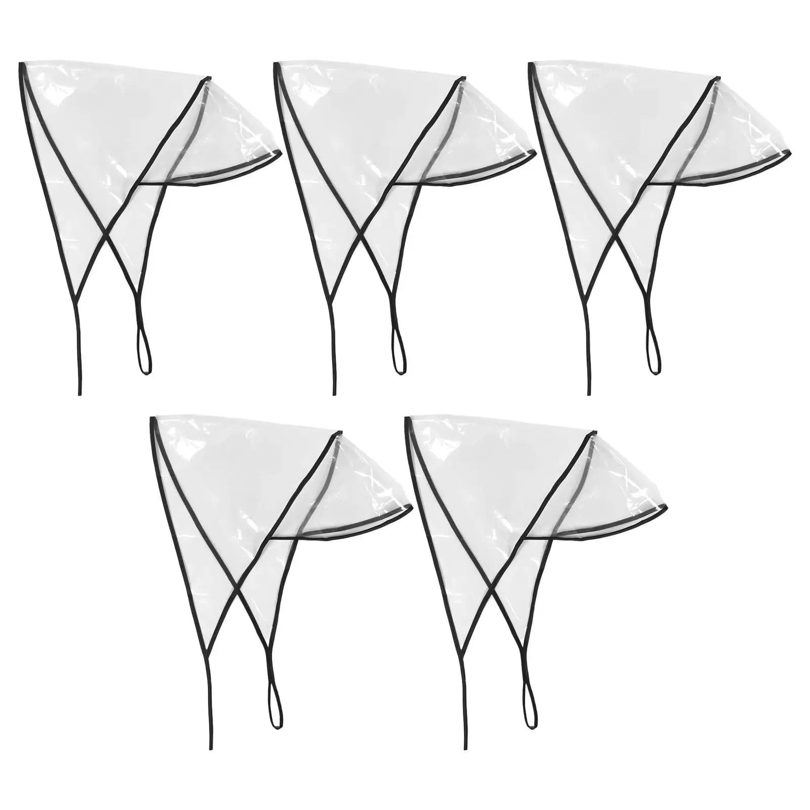 5Pcs Transparent Rain Hat for Women Black Edge Design Portable Waterproof Hair Protector Cap Cover Bonnet for Travel Outdoor