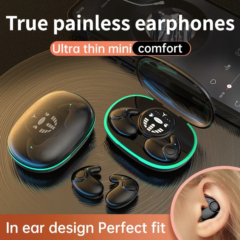 SK MD558 Invisible earphones Sleeping 5.3 Wireless Bluetooth headset Ultra-thin stereo earphone with noise reduction Waterproof