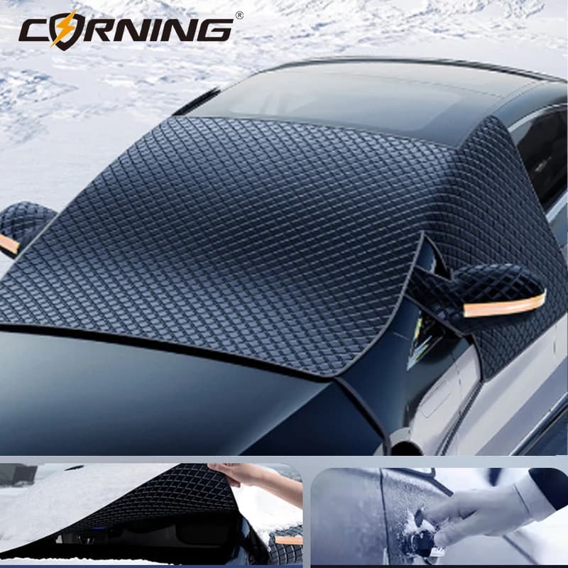 Copertura universale per parabrezza per auto, mezzo cofano, parasole, antipolvere, resistente alla neve, antigelo, tessuto Oxford, protezione magnetica per parabrezza