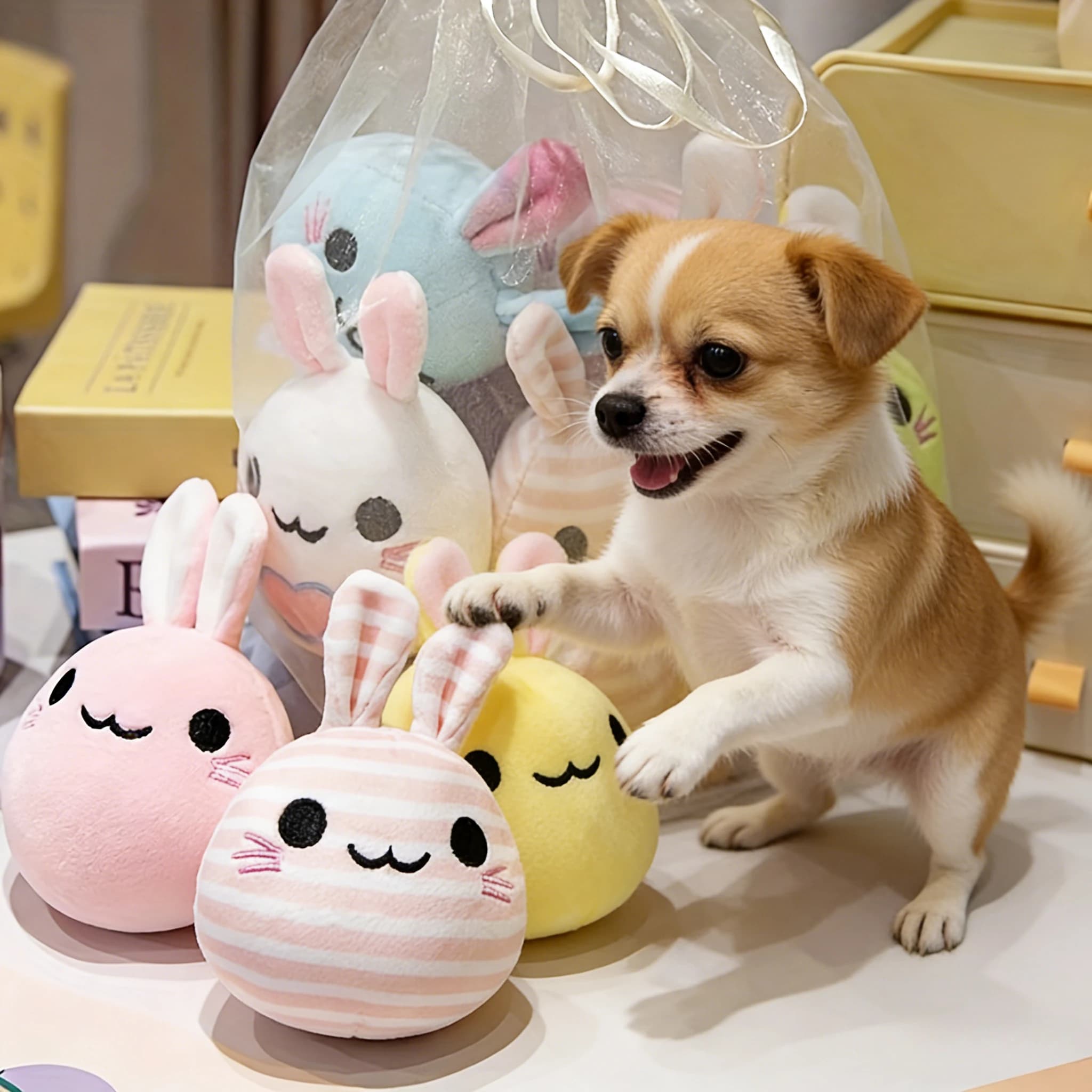 5/1pc Cane Peluche Dormire Giocattolo Coniglio Bambole di Peluche Adorabile Creativo Sacchetto di Pasqua di Coniglietto A Lunghe Giocattoli di Peluche Regali per Animali Domestici per la Pasqua