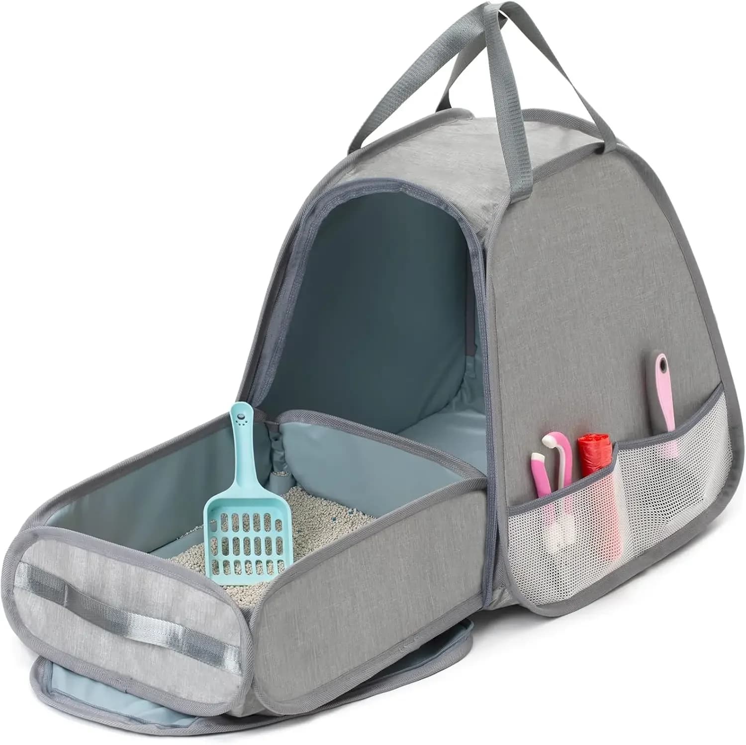 Collapsible Portable Cat Litter Box Standard for Travel Light Weight Leak-Proof，Sturdy，Prevent Litter Scatter Design Easy to Cle