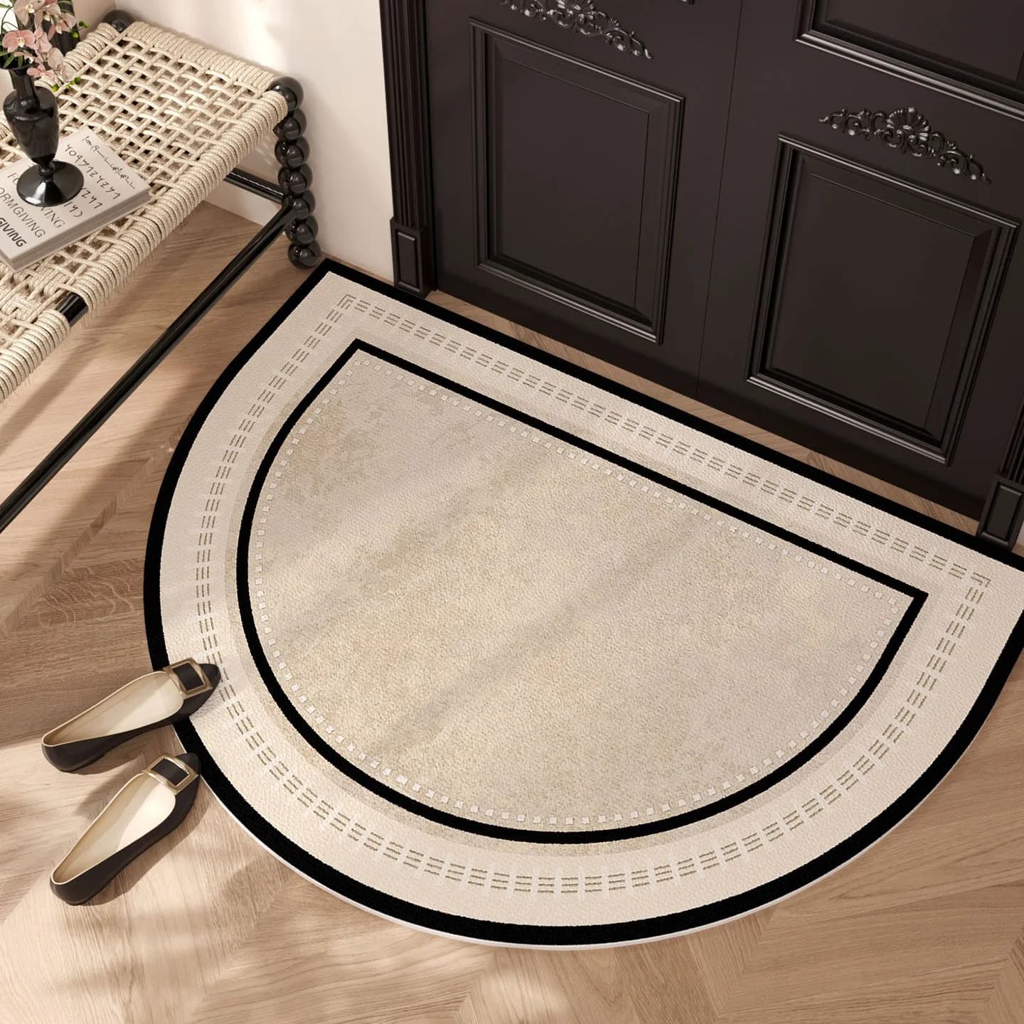 Tappetino per porta d'ingresso Antiscivolo Resistente all'usura Tappeto resistente allo sporco Tappeto semicircolare dalla struttura semplice Tappetini per decorazioni per la casa all'aperto