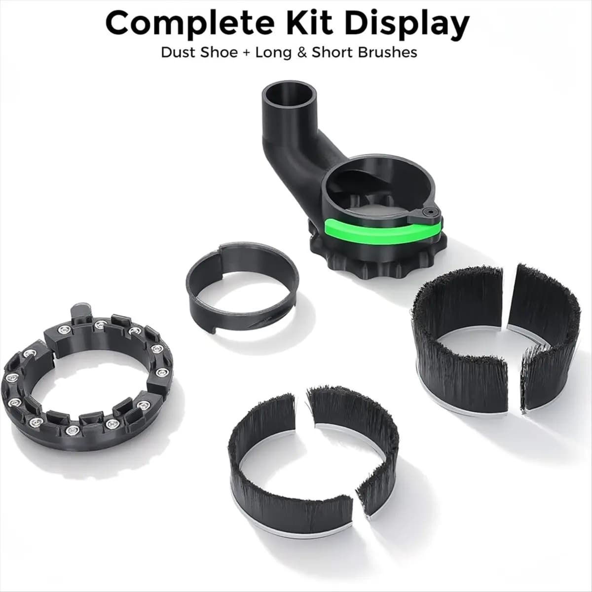 Affidabile: pattino antipolvere da 65 mm e 69 mm di diametro per macchina router CNC, compatibile, doppie lunghezze di spazzola, diametro tubo 38 mm (1,5 pollici)