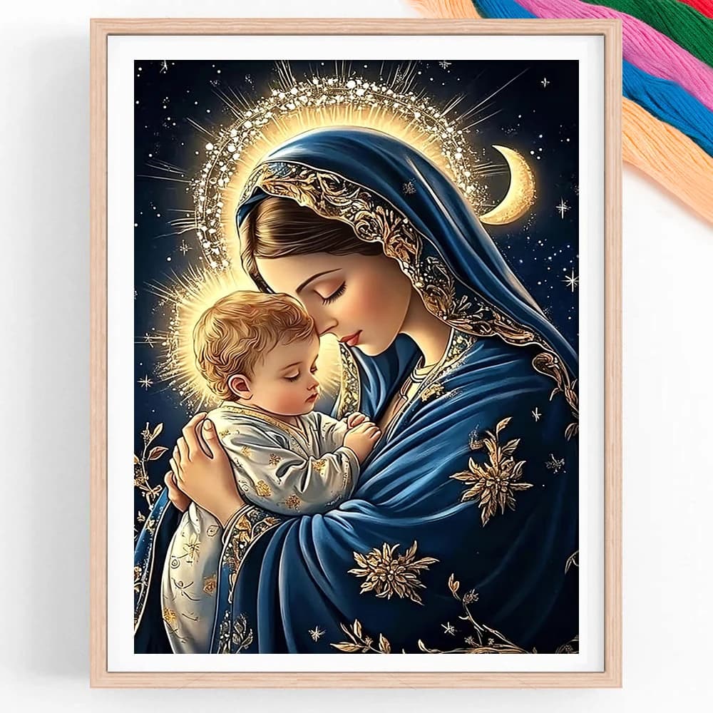 Cross Stitch New DIY 11CT Thread Printed Holy Virgin Mary Religion Portrait Embroidery Kits Home Decor Handicraft