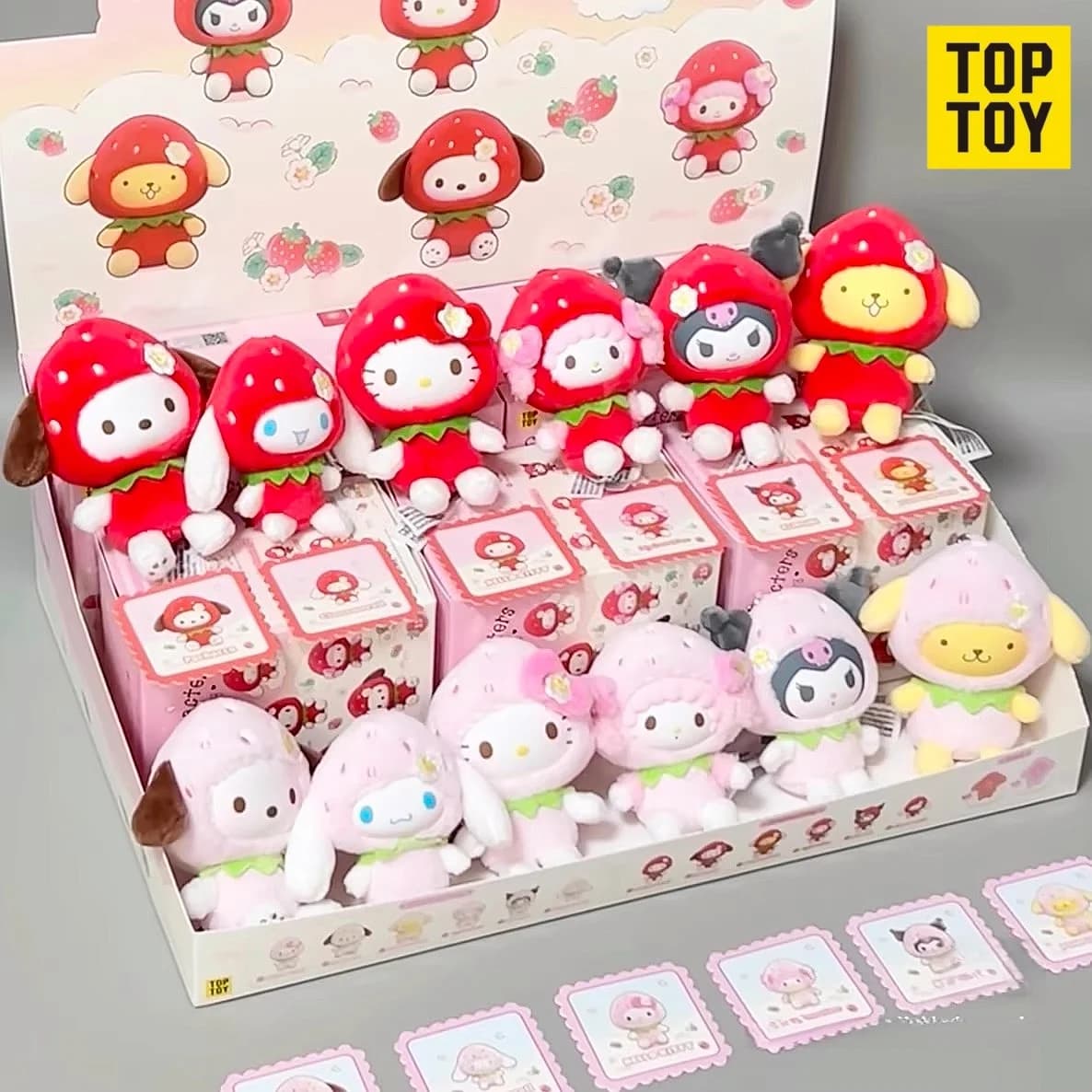 Autentico Toptoy Sanrio Strawberry Sugar Mini Vinyl Plush Blind Box Toys Cute Bag Pendant Anime Figurine Keychain Regali per Bambini