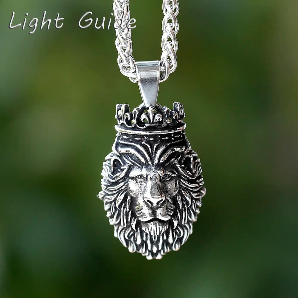 2024 nuovo per adolescenti collana con ciondolo testa di leone Vintage collana in acciaio inossidabile 316L con catena animale gioielli gotici regalo per feste