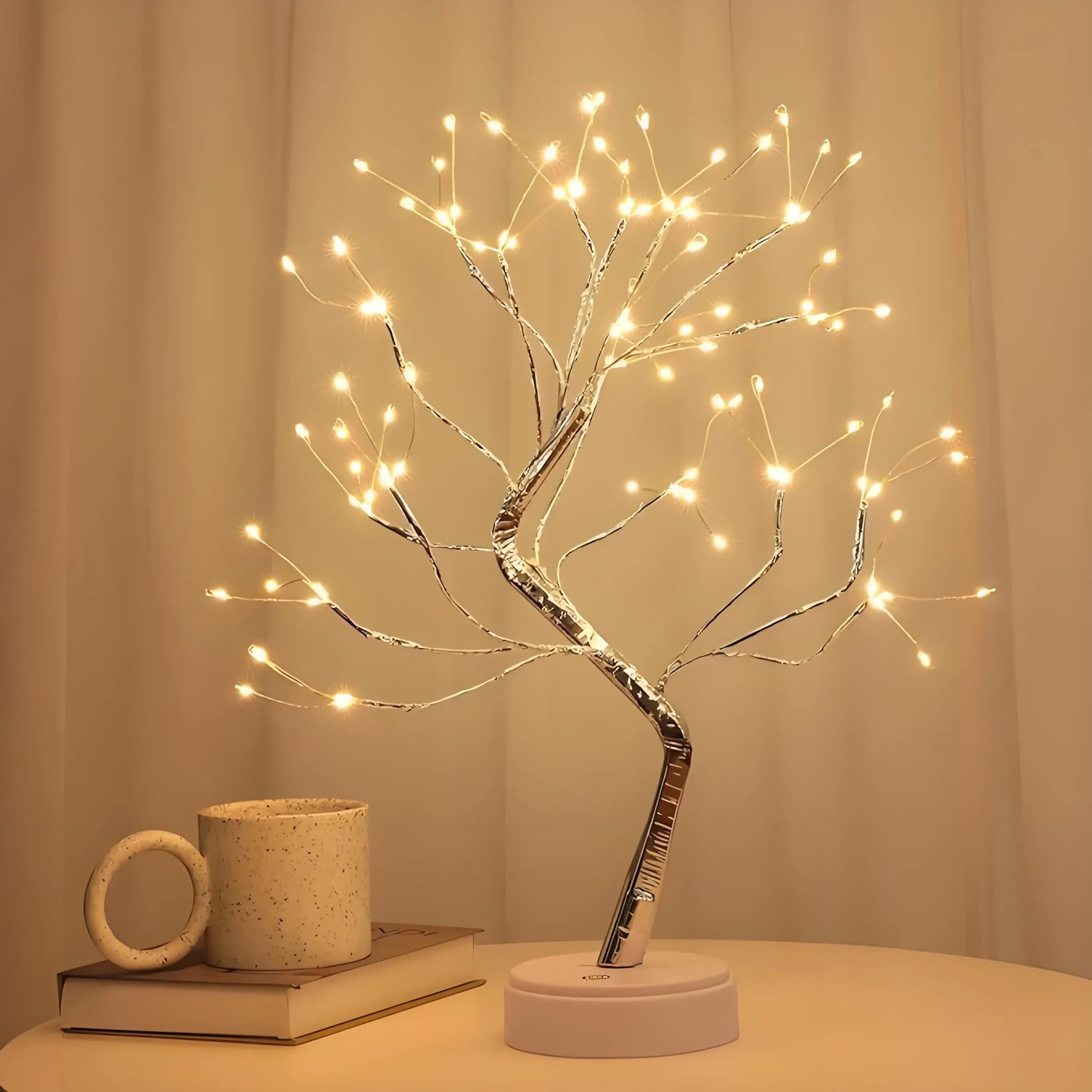 Lampada Albero Scintillante 20 Pollici, 108 Luci LED Bianco Caldo, Funzionamento a Batteria/USB, Decorazione da Tavolo Flessibile Fai-da-Te per Casa e Regalo di Natale