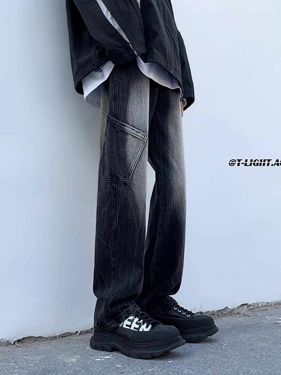Jeans da Uomo Heavy Du Waed adient, Slim Fit, Leggermente Svasati, Primavera Autunno, Stile High Street, Abbigliamento da Lavoro