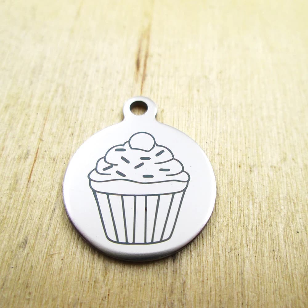 20 ciondoli Cupcakestainless in acciaio - incisi al laser - personalizzati - pendenti con ciondoli fai da te