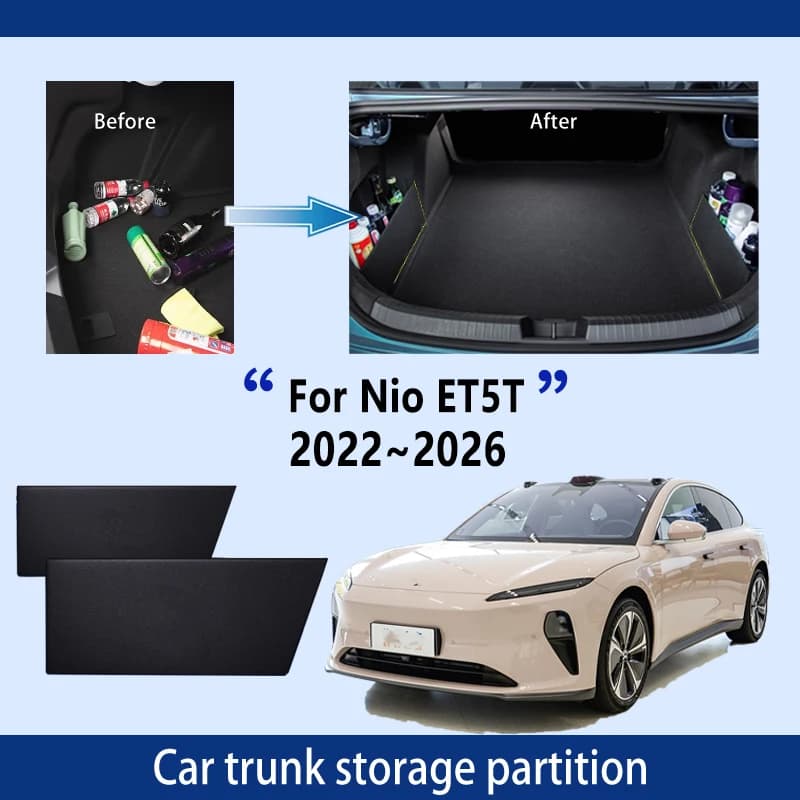 Accessori auto per Nio ET5T 2022 ~ 2026 Ispessimento Tronco Partizione di Stoccaggio Multifunzione di Stoccaggio Auto Parti Interni Organizzatore