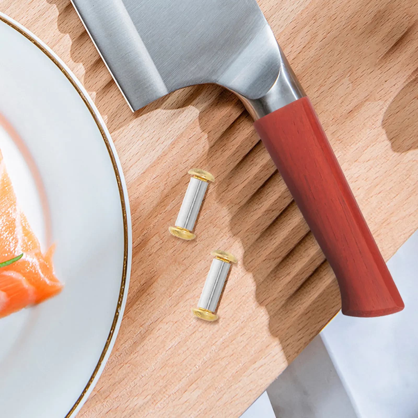 2 Pezzi Rivetti in Ottone per Manici di Coltelli, Perni Resistenti per Riparazioni Fai-da-te, Attrezzi per Fissaggio Coltelli da Cucina in Legno, Utensile per Rivetti