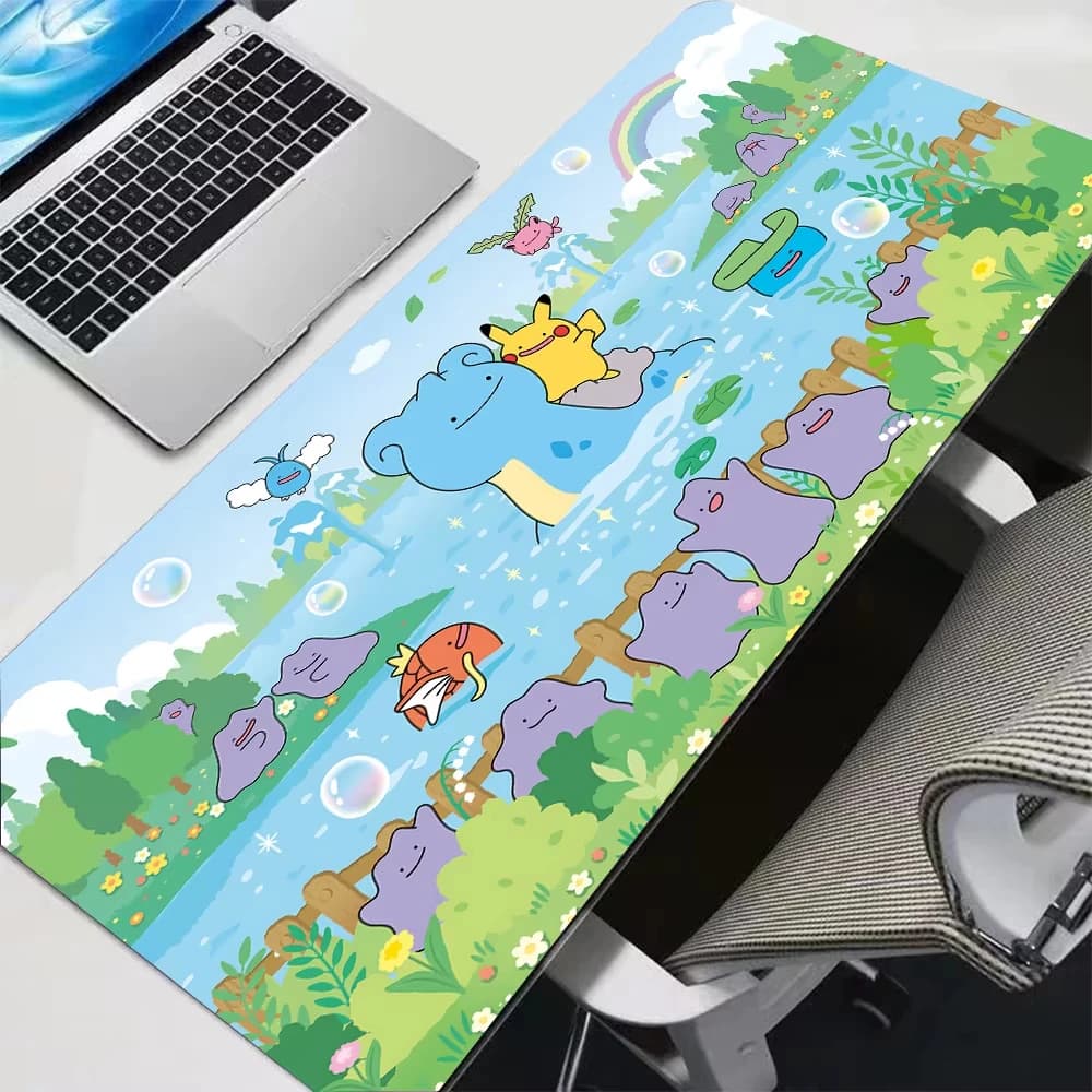 Tappetino per Mouse in Gomma Grande da Gaming 600x350, Tappetino da Scrivania Anime Pokemon, Accessori per PC e Laptop, Mousepad Kawaii