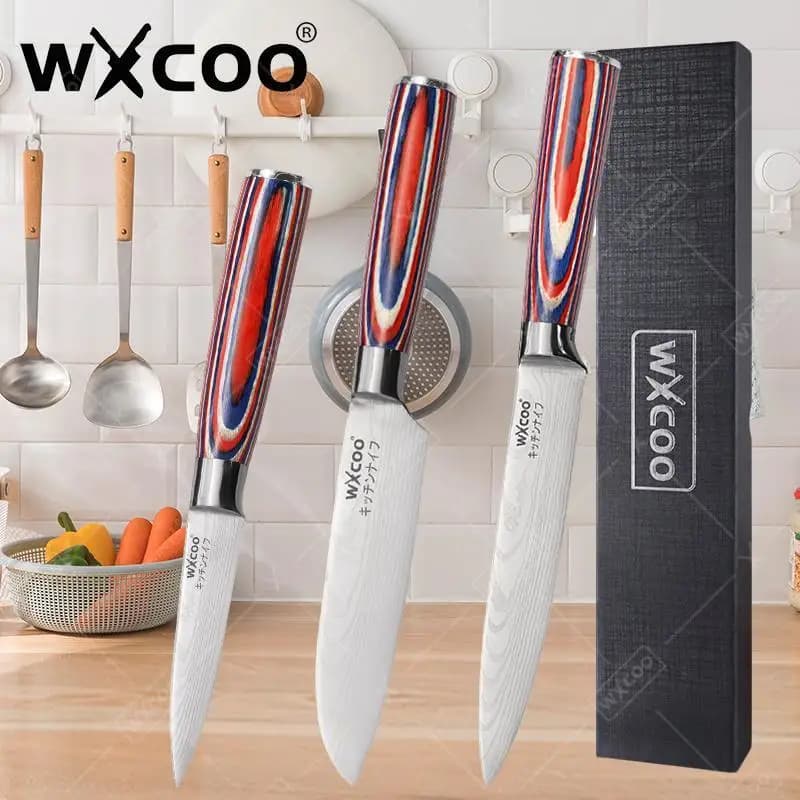 WXCOO Professional kitchen knives with gift box Damascus Laser Fruit Santoku Multi-purpose knife Dissolving Meat slicer Vegetable knife
