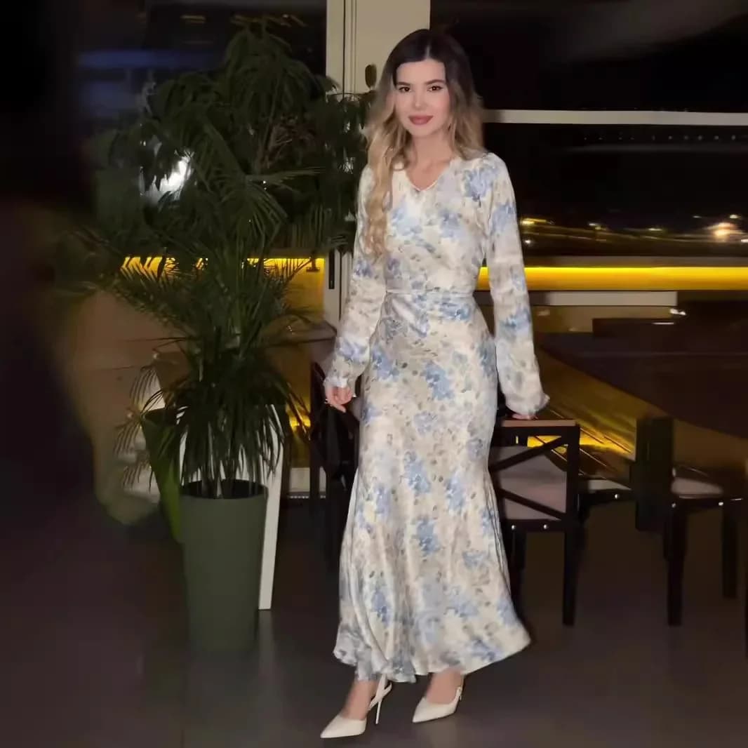 Eid Muslim Abaya for Women Party Dresses Jalabiya Flower Print Arab Long Robe Ramadan Morocco Abayas Dubai Islam Vestidos Kaftan