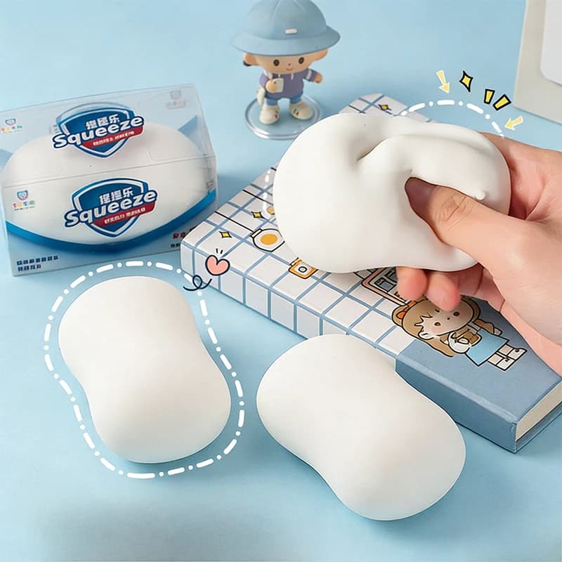 Cubo Morbido Decorativo a Forma di Sapone Bianco Finto, Giocattolo Antistress a Lenta Risalita, Decorazione per Casa e Stanza, Regalo Festivo