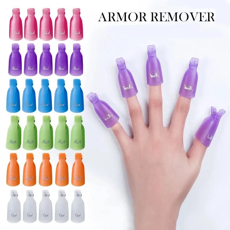 10 Pz/Bag Colored Acrylic Manicure Art Immersed Cap Clip Nail Cleaner Manicure Gel Uv Nail Polish Immersed Nail Tool
