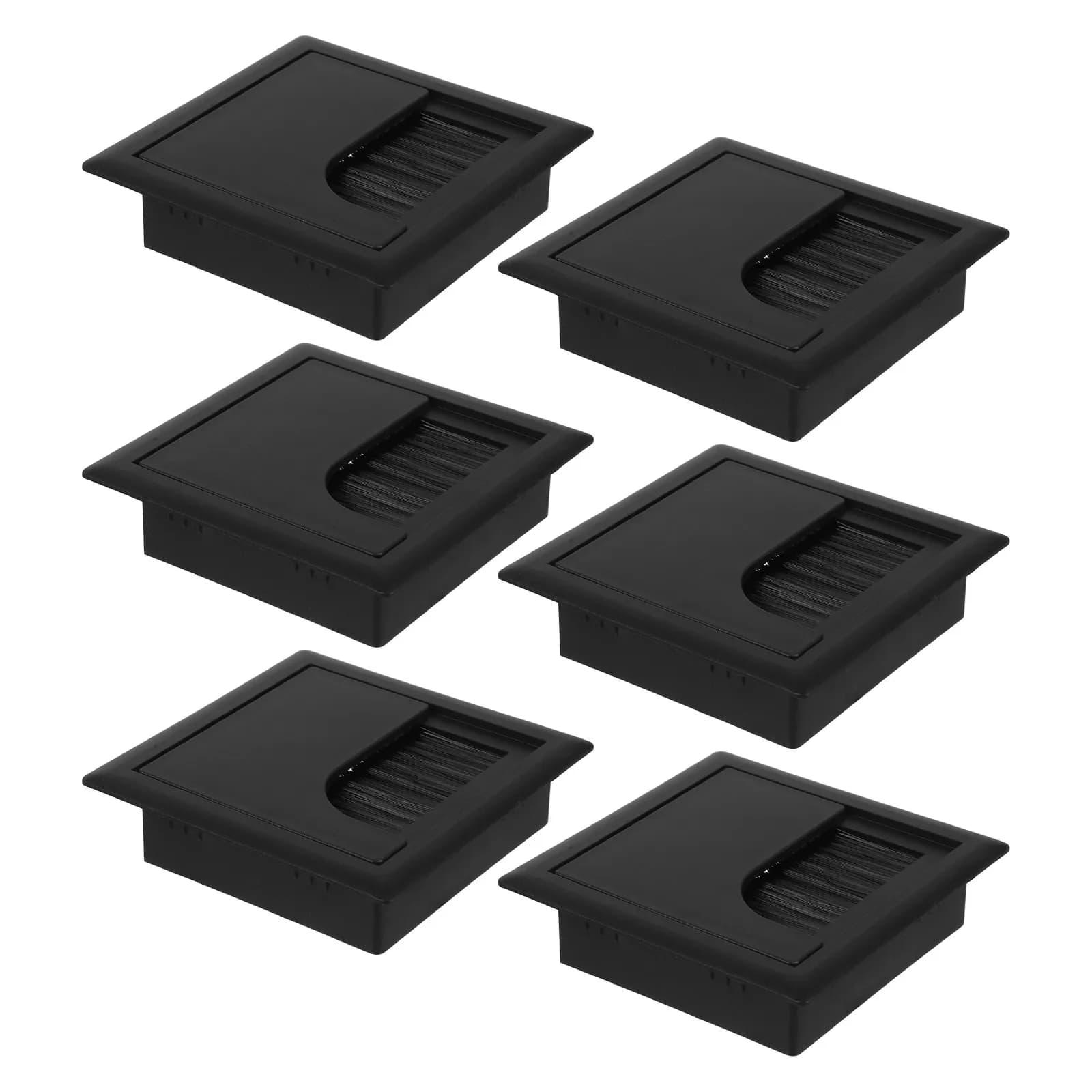 6Pcs ABS Desk Hole Covers Black Grommets 80x80mm Wire Organizer Cord Hole Office Home Desk Wire Tidy