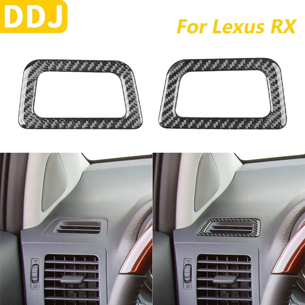 For Lexus RX330 2004-2006 RX350 2006-2009 Carbon Fiber Dashboard Air Vent Exit Cover Panel Auto Adhesive Accessories
