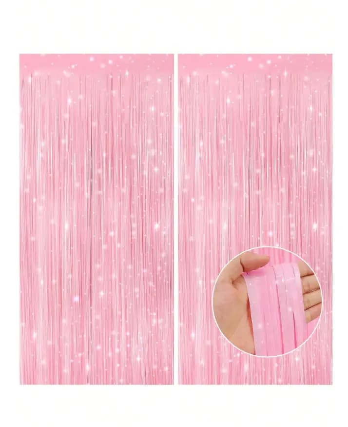 1/2 pcs. Pink Plastic Tent for Party Background, Birthday Decoration Girl, Birthday Hanging Decoration, Polished Curtain for Birthday Background