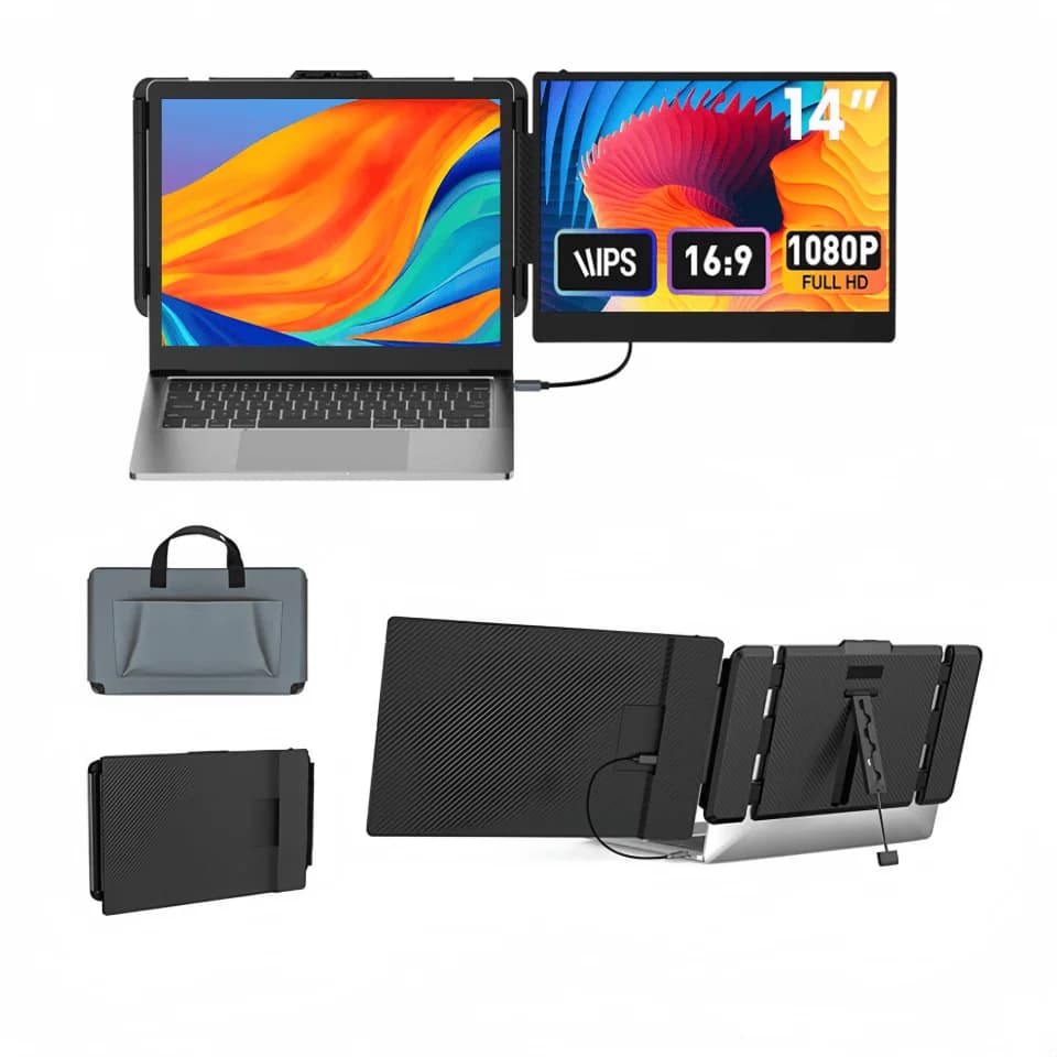 14 Inch Ultra-thin Extended Gaming Monitor Portable Touch Screen Monitor for Laptop with Support