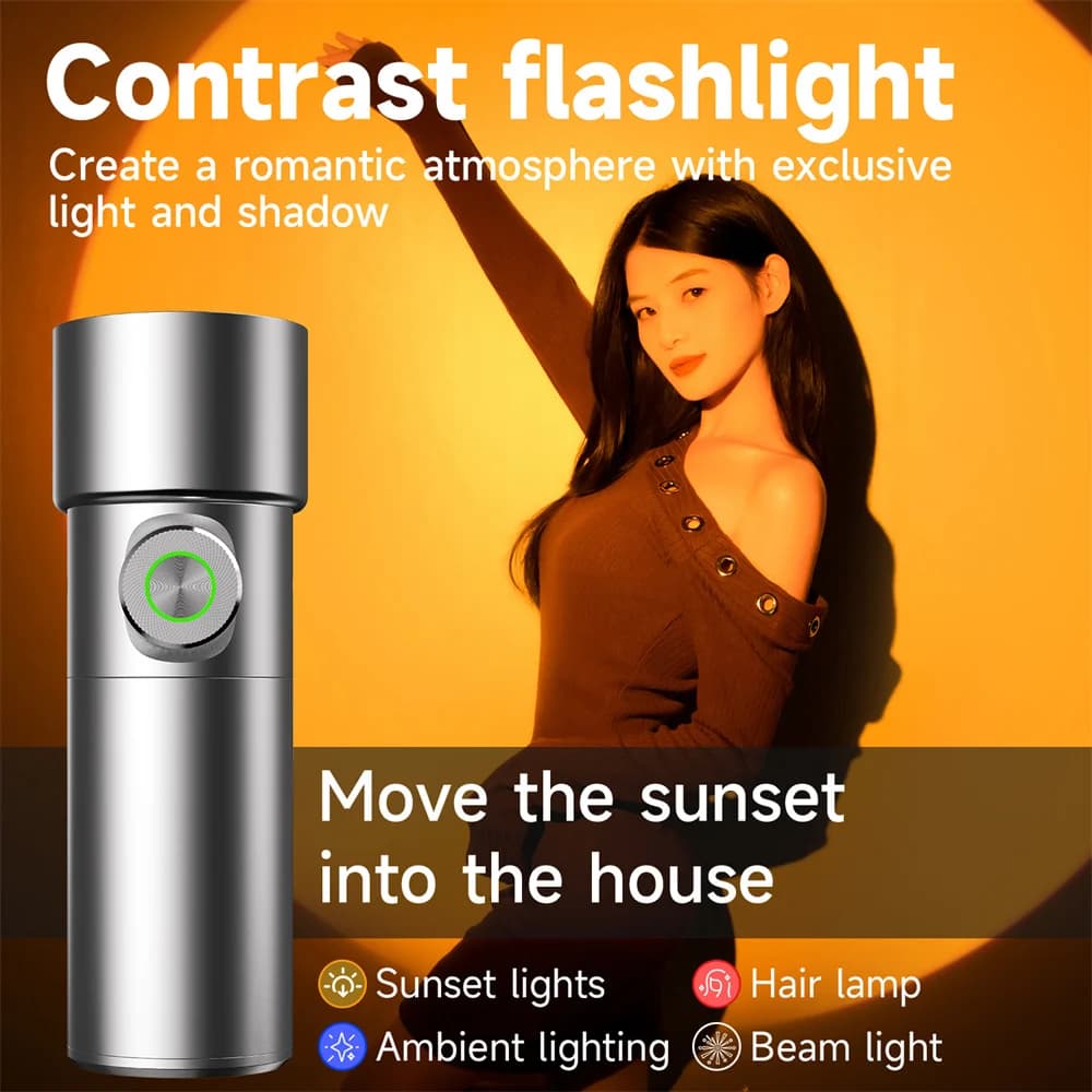 NUOVA Luce LED RGB a 4 Colori per Fotografia, Illuminazione Video Zoomabile, Luce Tramonto, Faretto 10W per Registrazione Video