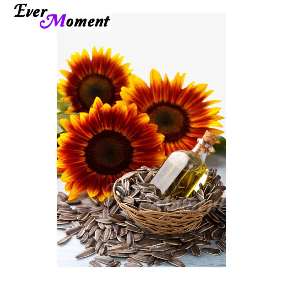 Quadro con Semi di Girasole e Melone, Pittura Diamante 5D Fai da Te, Mosaico con Diamanti Quadrati Completi, Ricamo Diamantato Fatto a Mano ASF1611