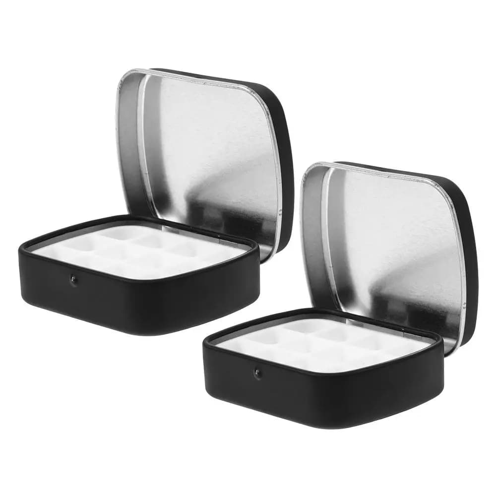 2 Pieces Storage Box for Nail Art, Mini Table for Metal Watercolors, Portable Organizer Compact for Travel for Mixing Colors