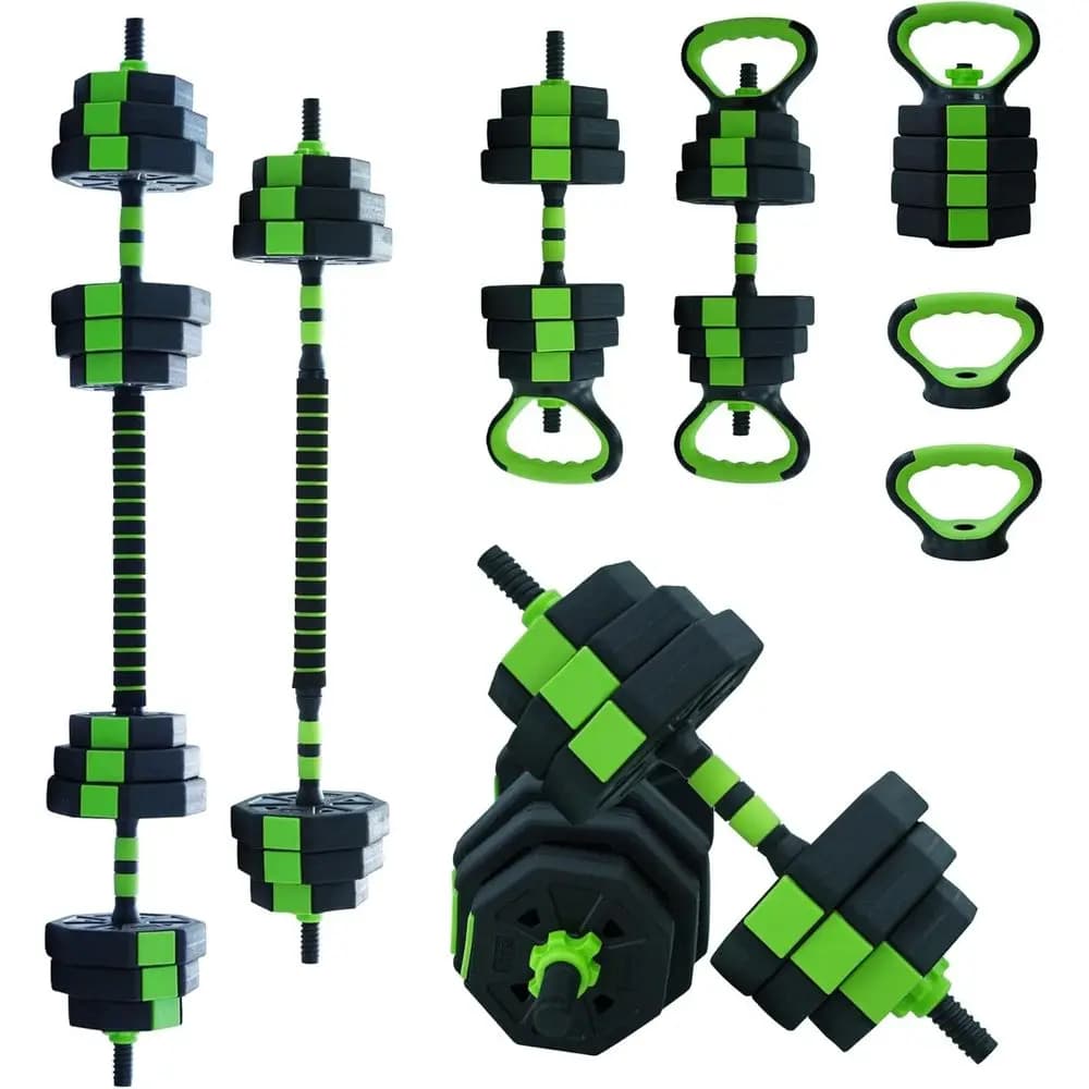 Set di manubri regolabili all-in-one da 44 libbre: bilanciere, kettlebell e supporto per flessioni - Attrezzatura versatile per palestra domestica per uomini e donne, Gr