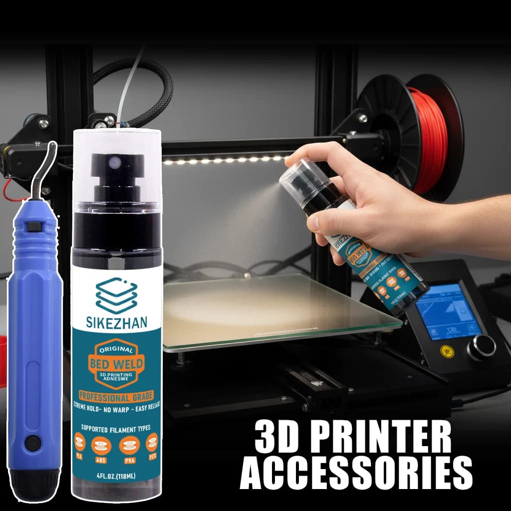 Spray adesivo per stampante 3D + strumento di sbavatura, migliora l'adesione del letto, controllo dell'ingiallimento, facile rilascio, pulizia dei bordi per stampe in PLA/ABS/PETG