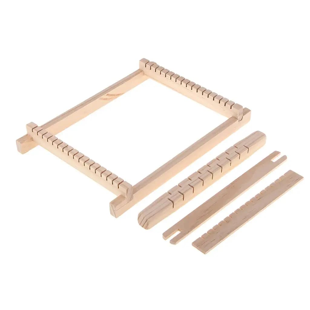 Children Weaving Knitting Machine Toys Wooden Shuttle Loom Kit for Creative Tapestry Making and Crafting Supplies