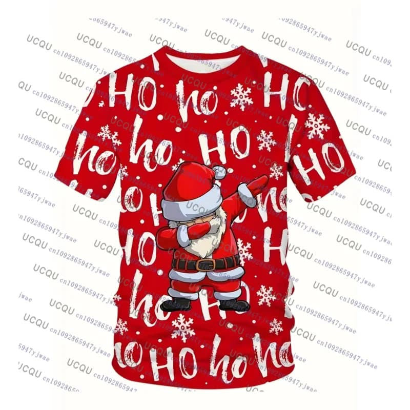 2026 Funny 3D Santa Claus Print TShirts For Men New Year's Day Mesh Harajuku Casual O-Colle Coached Y2k Cosplay Clothing